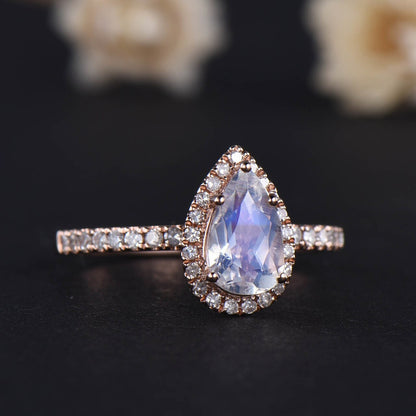 Moonstone Rings For Sale-BBBGEM Teardrop Moonstone Ring