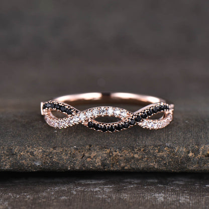 black and white diamond wedding rings-BBBGEM Twisted Infinity Diamond Wedding Bands