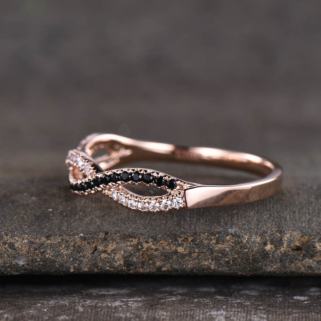 half eternity diamond wedding band-BBBGEM Twisted Infinity Diamond Wedding Bands