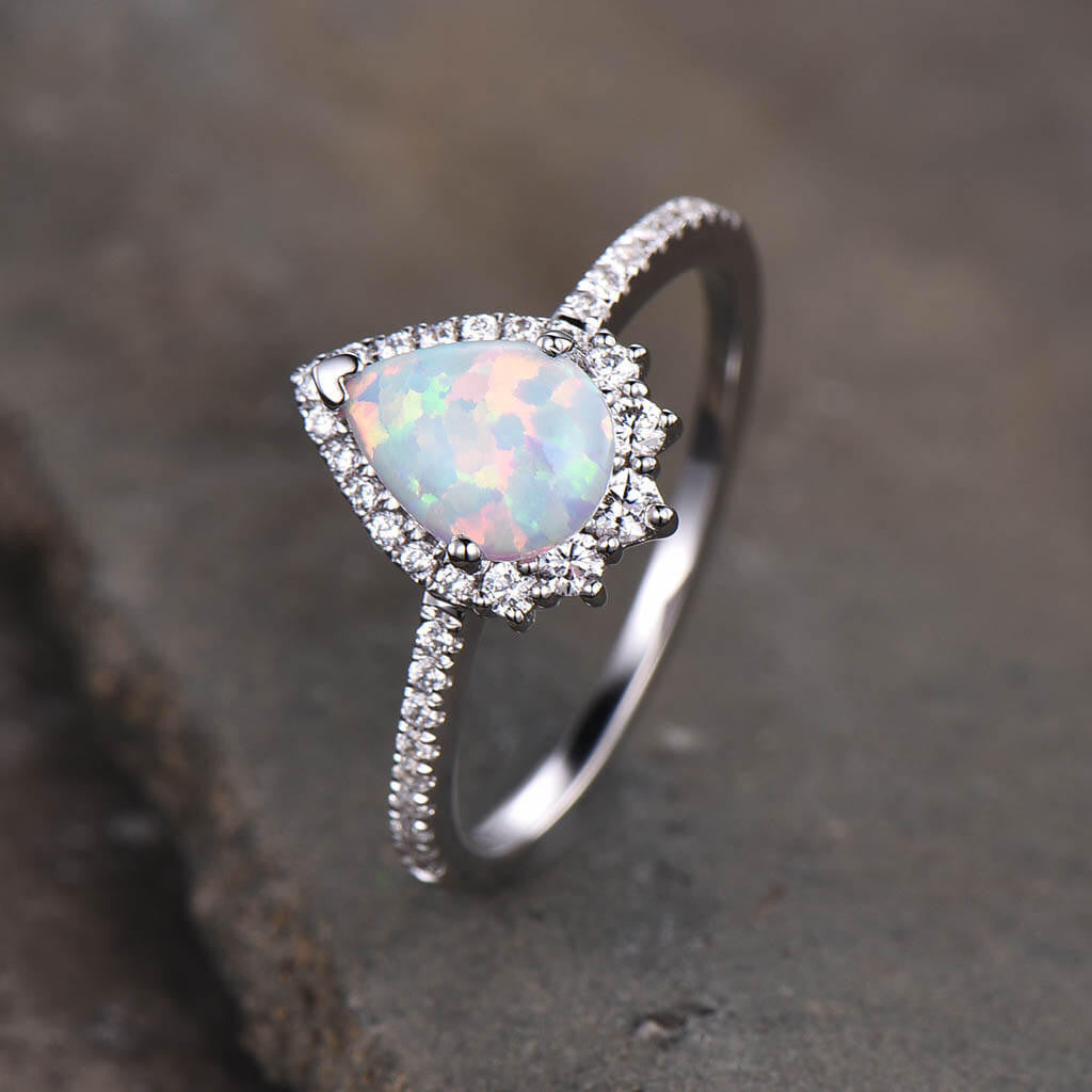 Opal Rings For Women Opal Ring Pear Cut Pink Opal Engagement Ring