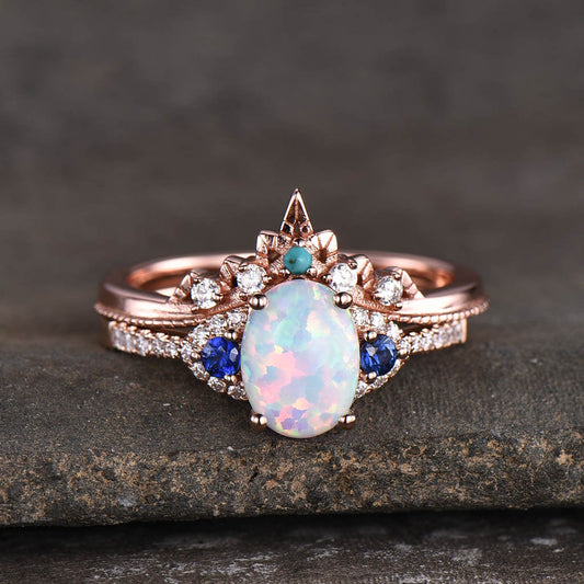 opal engagement ring set 0