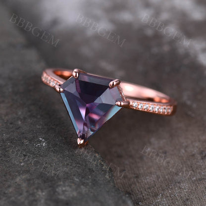 Alexandrite And Diamond Ring-BBBGEM Alexandrite Wedding Rings