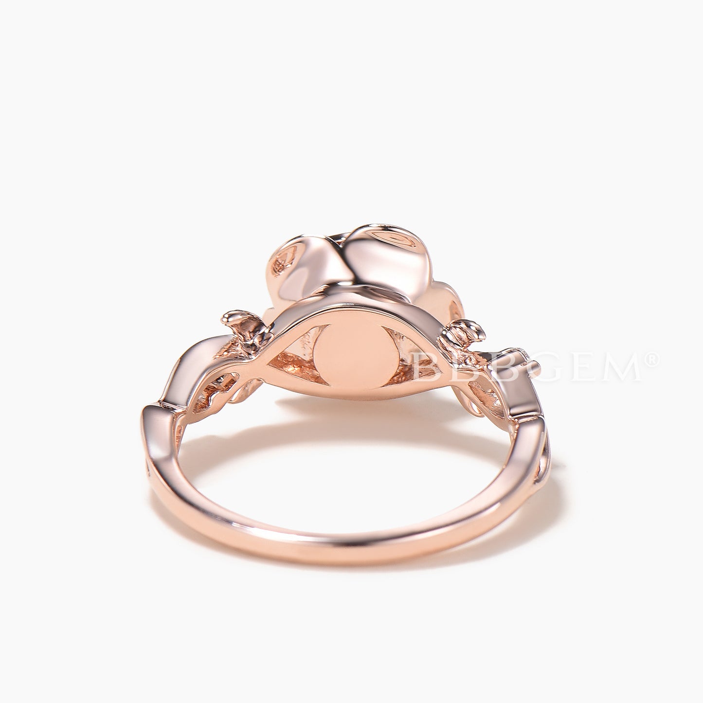 Round Cut Natural Morganite Floral Ring Diamond Inspired Rose Gold Twisted Ring