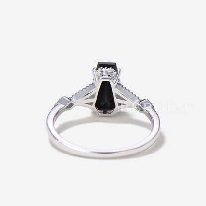 Limited Black Onyx Coffin Cut Ring Black Spinel Coffin Ring Vintage Engagement