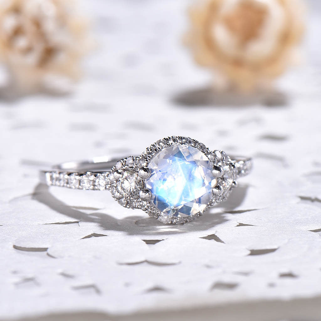 Vintage Moonstone And Diamond Engagement Ring 0