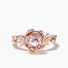 Round Cut Natural Morganite Floral Ring Diamond Inspired Rose Gold Twisted Ring