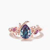 Pear Shaped Firework Cut Color-change Alexandrite Nature Inspired Ring