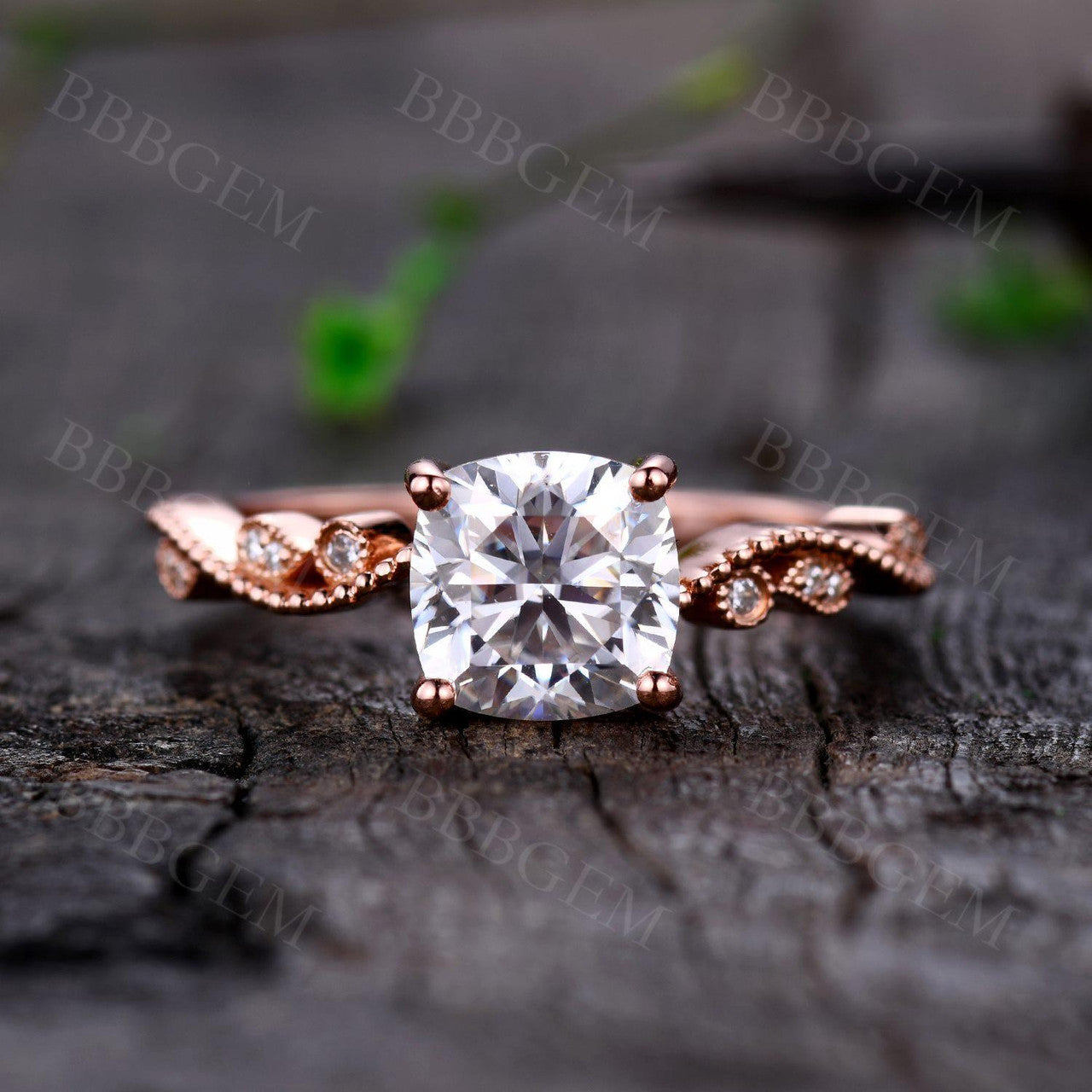 Rose Gold Moissanite Ring-BBBGEM Rose Gold Moissanite Ring