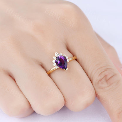 Vintage Amethyst Gold Ring-BBBGEM Amethyst Engagement Ring