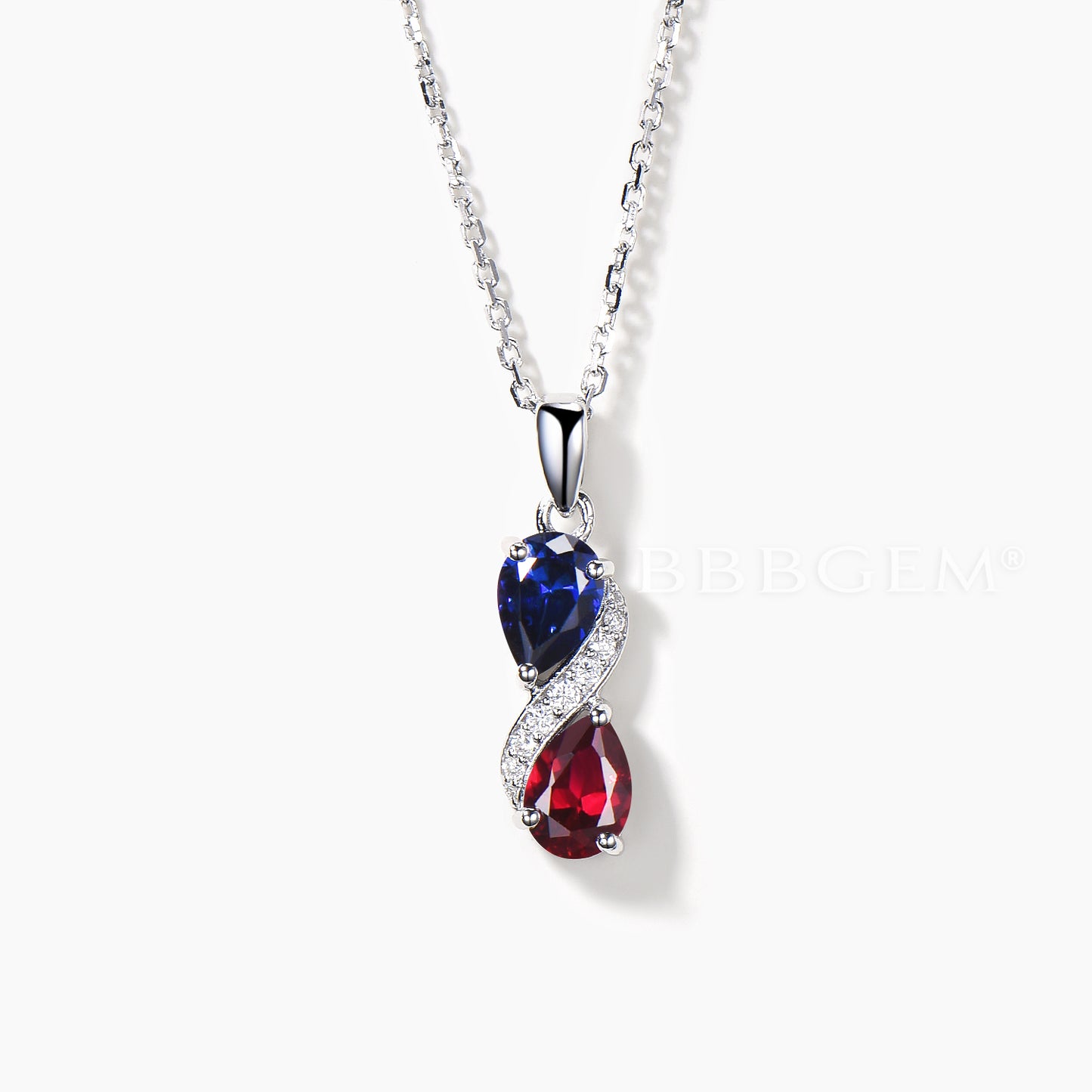 Teardrop Cut Sapphire Ruby Snake Necklace Moissanite Wedding Pendant