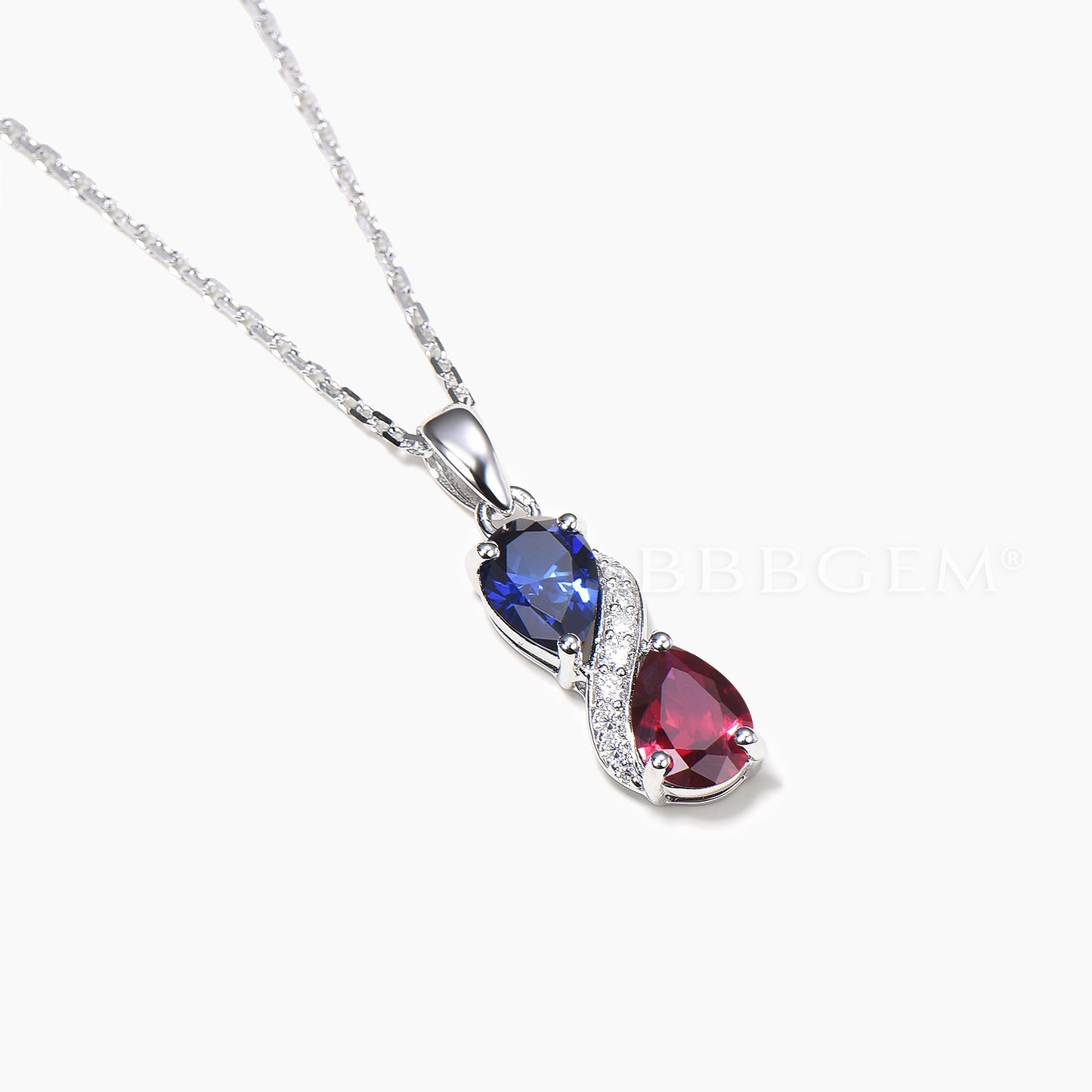 Teardrop Cut Sapphire Ruby Snake Necklace Moissanite Wedding Pendant