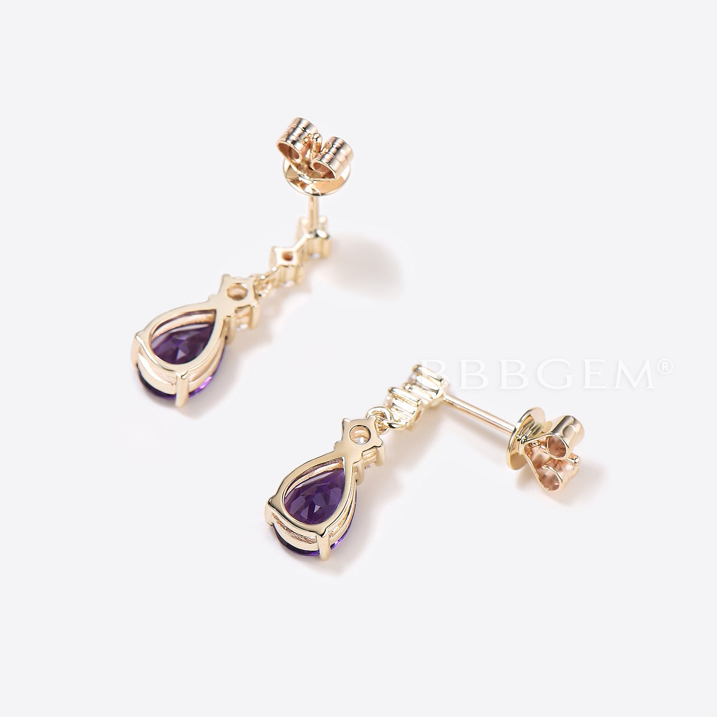 Pear Natural Amethyst Drop Earrings Minimalist Dangle Earrings