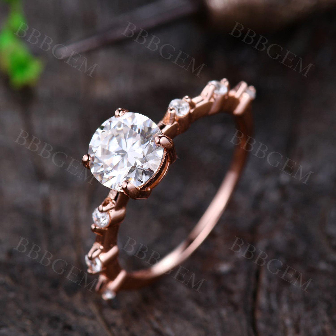 Rose Gold Moissanite Engagement Rings-BBBGEM Moissanite Band Rings