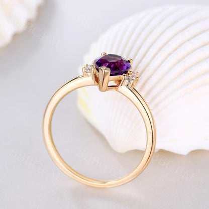 Yellow Gold Amethyst Engagement Ring-BBBGEM Amethyst Engagement Ring