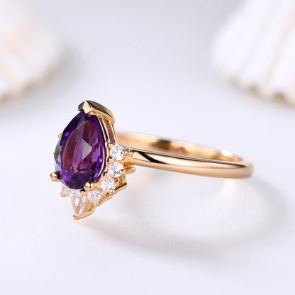 Pear Cut Amethyst Ring-BBBGEM Amethyst Engagement Ring