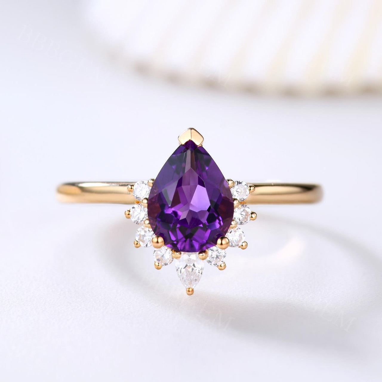 Amethyst Engagement Ring-BBBGEM Amethyst Engagement Ring