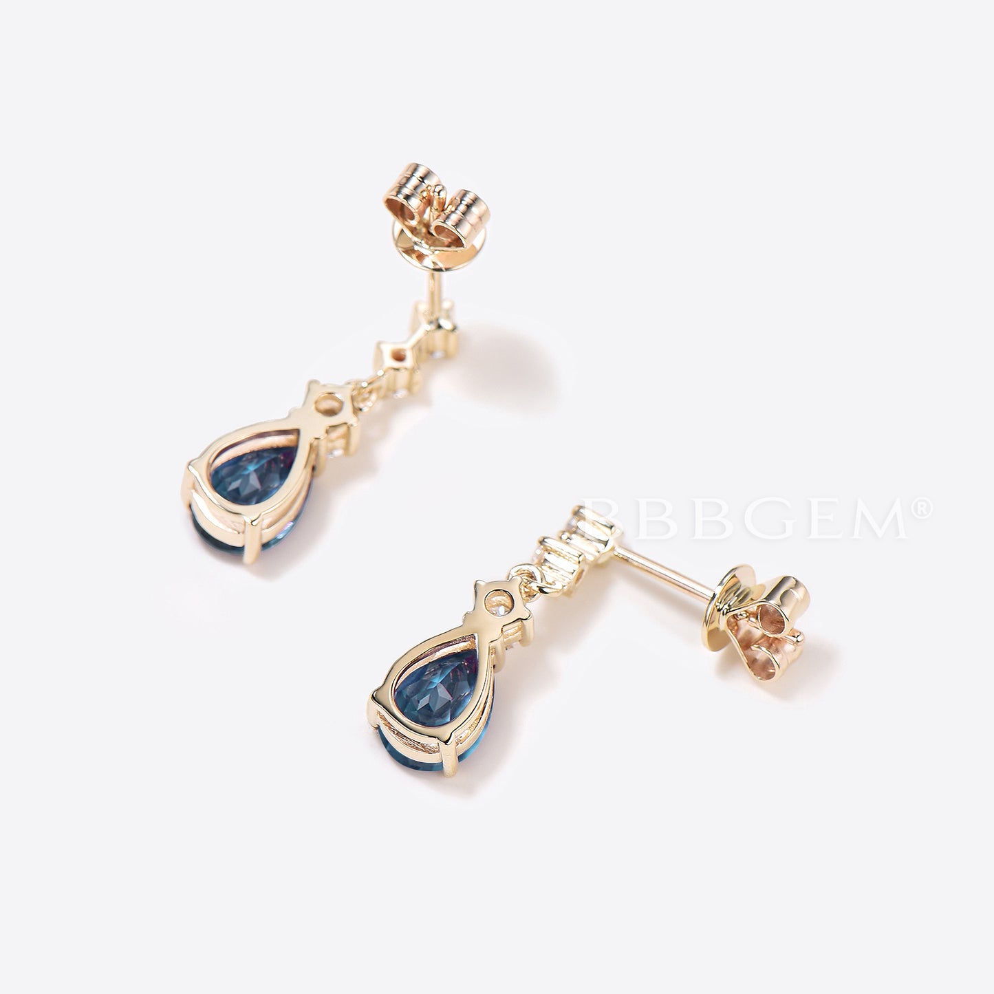 Pear Shaped Alexandrite Dangle Earrings Color-Change Drop Earrings