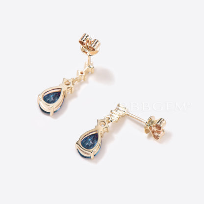 Pear Shaped Alexandrite Dangle Earrings Color-Change Drop Earrings