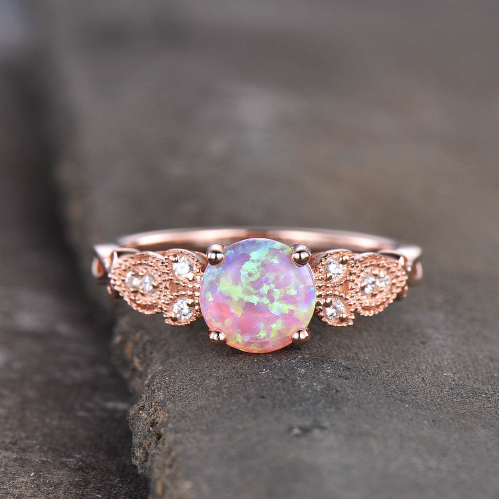 pink opal engagement ring