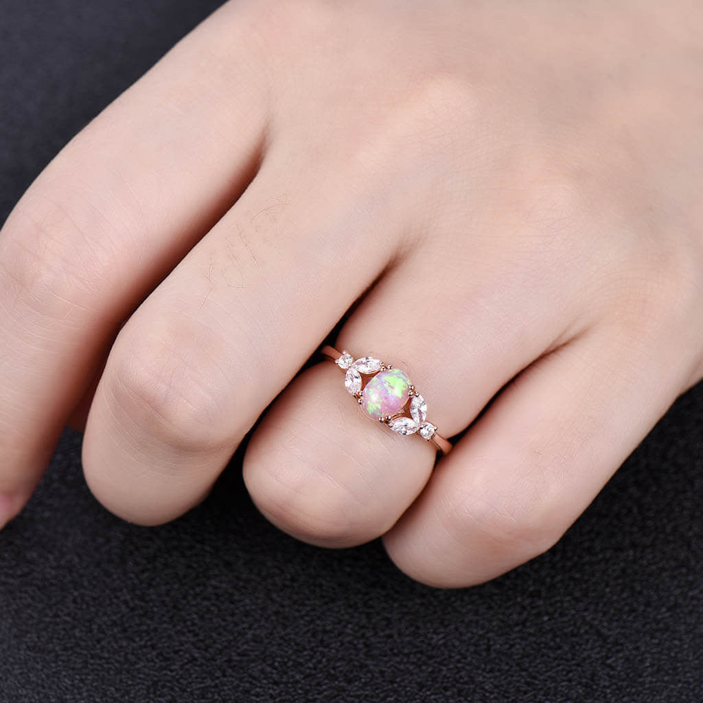 Opal Engagement Ring rose gold