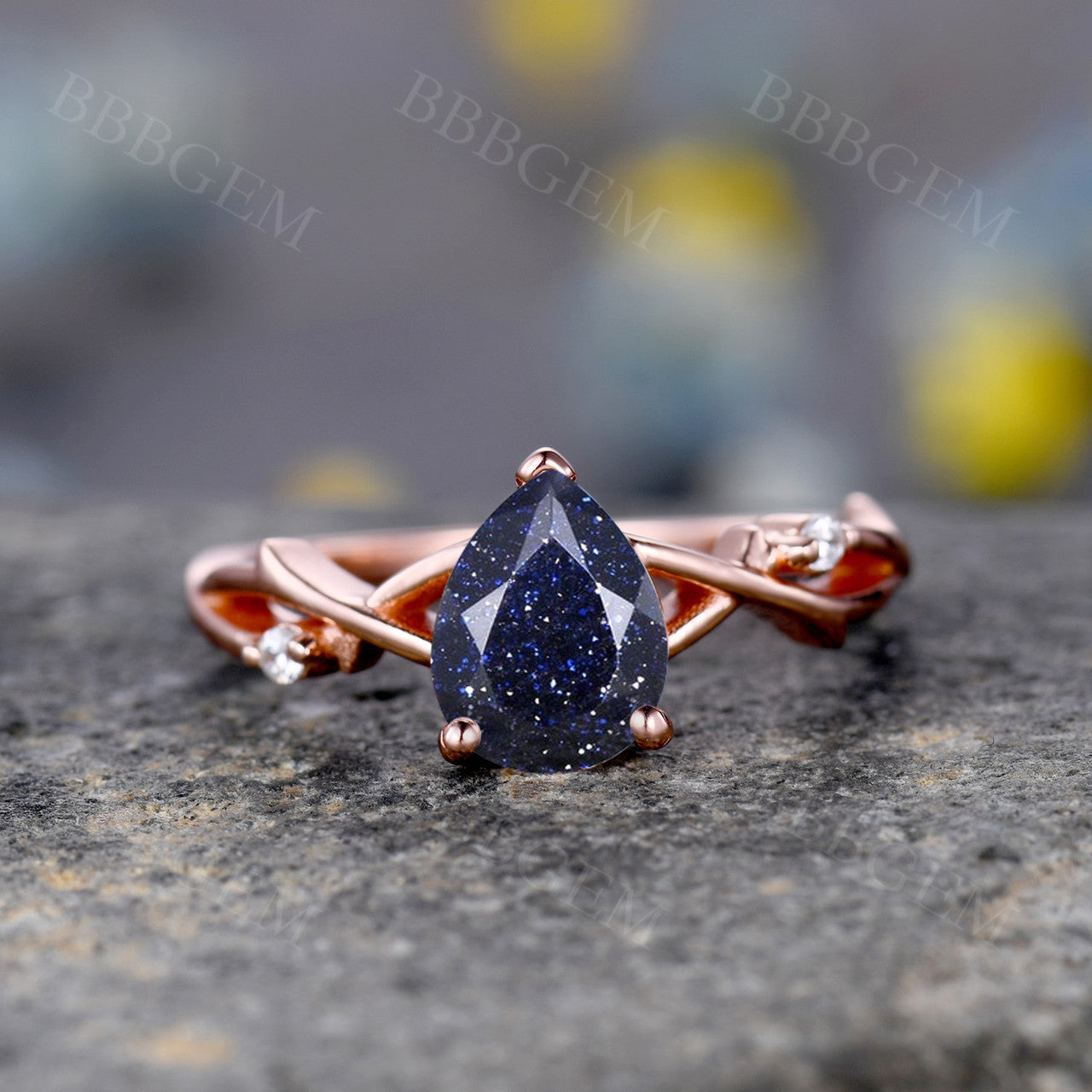 blue sandstone ring- BBBGEM blue sandstone ring