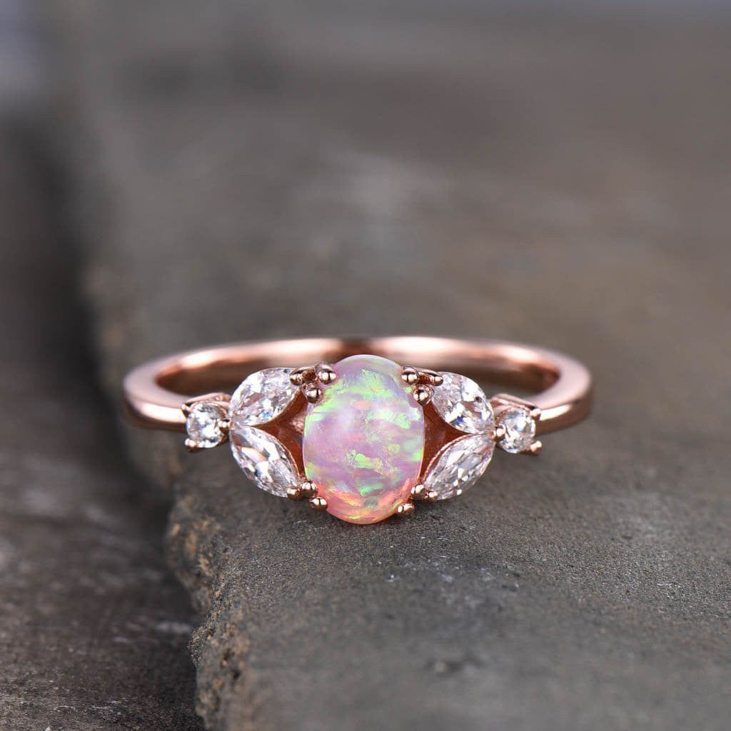 Pink Opal Engagement Ring