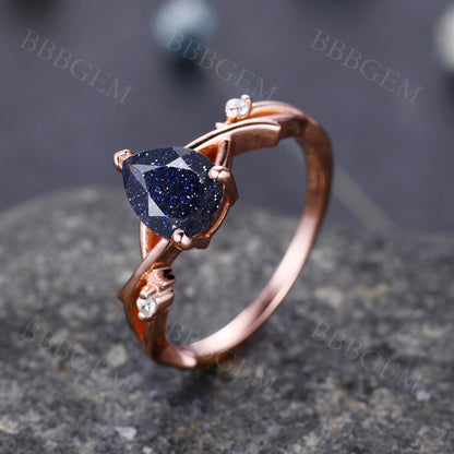 pear shaped ring- BBBGEM blue sandstone ring