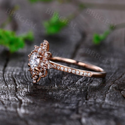 Moissanite Band-BBBGEM Rose Gold Moissanite Engagement Rings