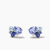 Round Cut Natural Tanzanite Stud Earrings Aquamarine Sapphire Cluster Earrings