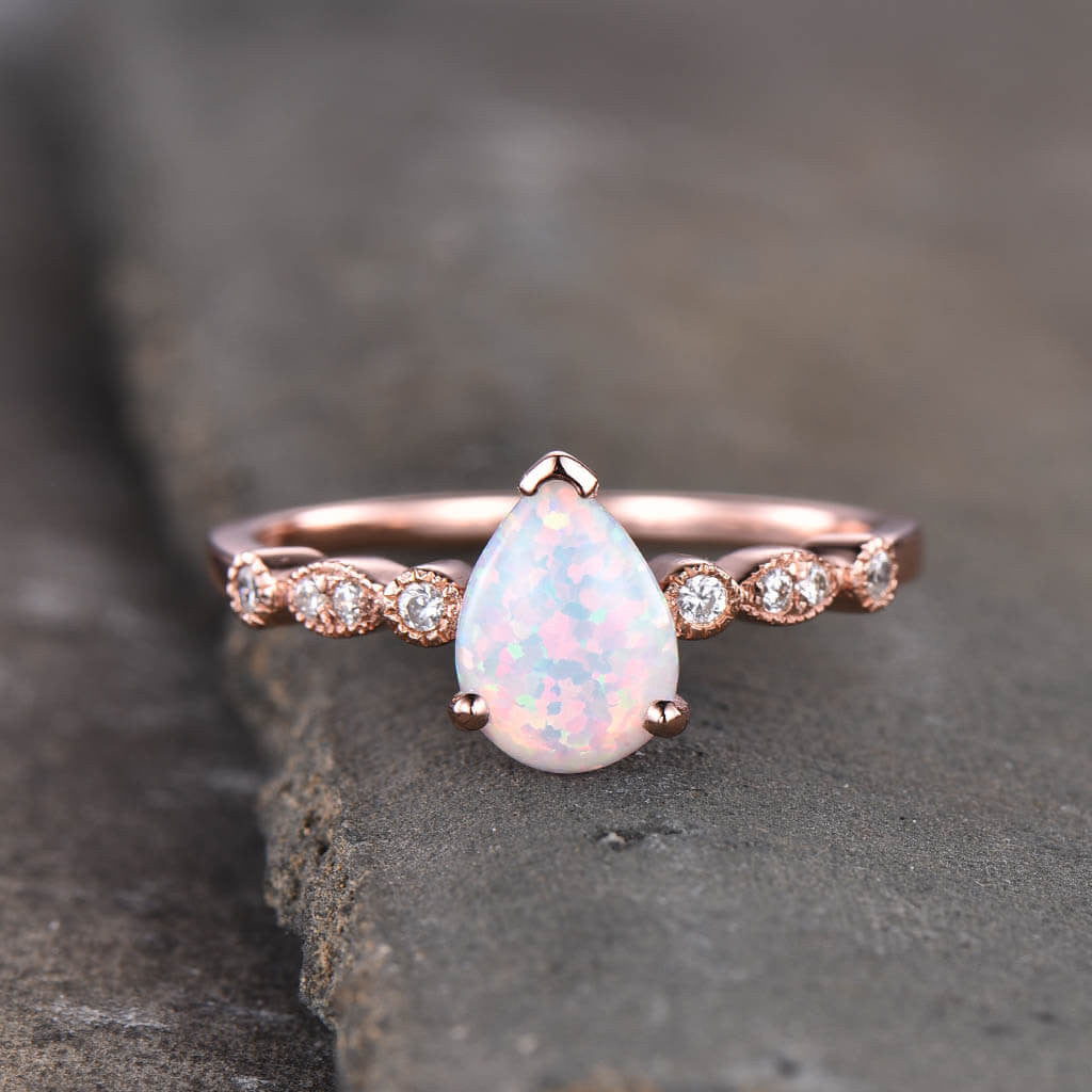 pear shaped opal engagement ring