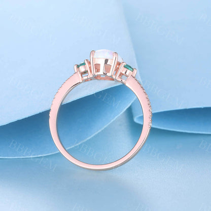 Opal Cluster 14k Rose Gold Engagement Ring