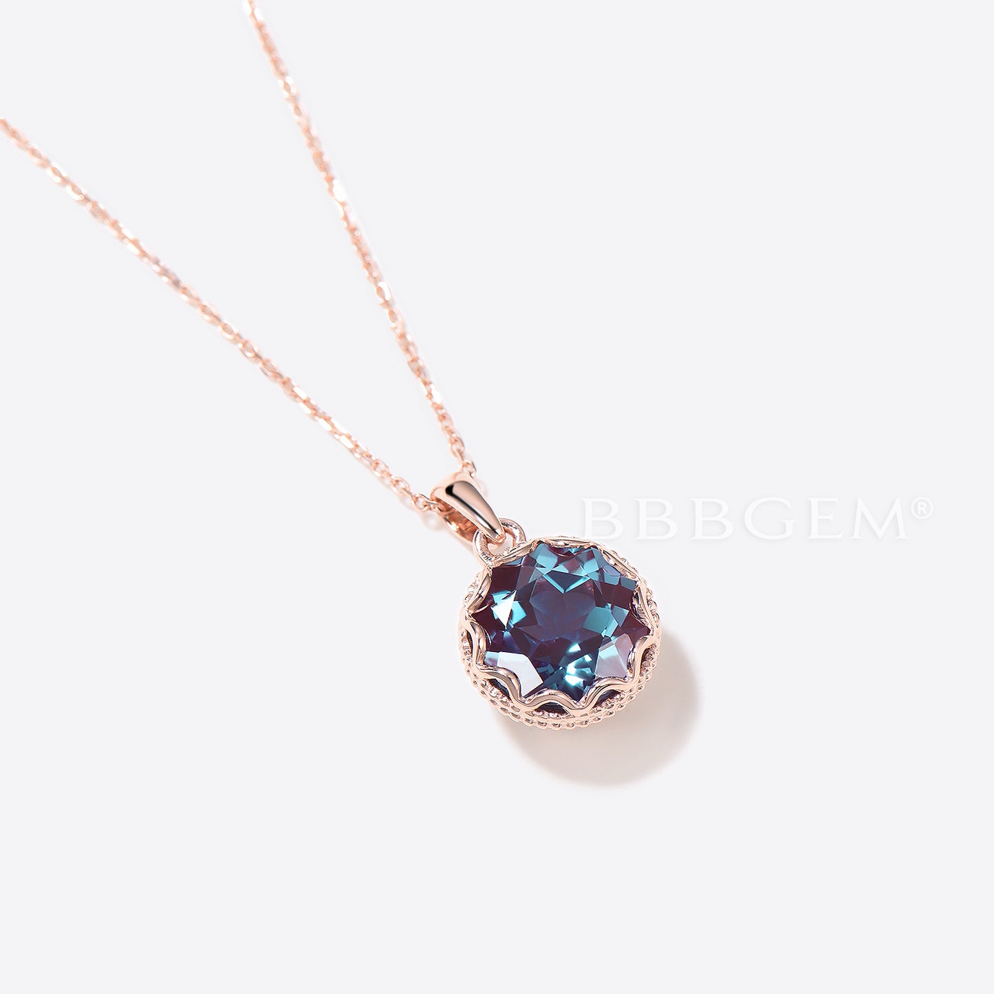 3CT Round Cut Color-change Alexandrite Pendant Solitaire Necklace