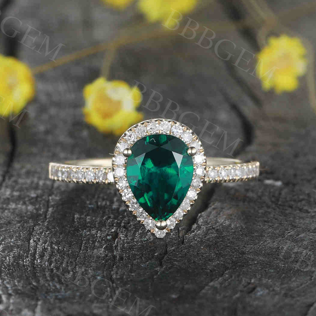 Emerald Engagement Ring Yellow Gold