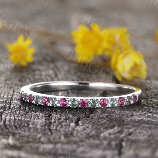 Alexandrite And Ruby Eternity Wedding Band 02