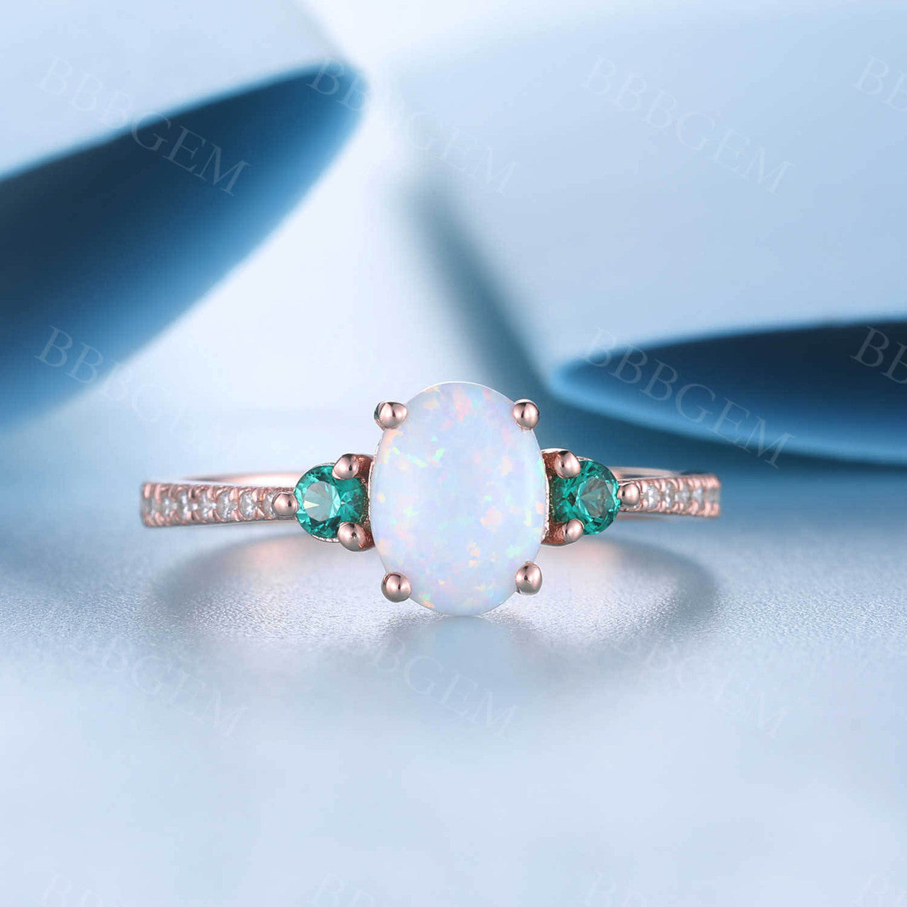 Opal Cluster 14k Rose Gold Engagement Ring