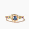 Nature Inspired Round Cut Color-change Alexandrite Sunflower Engagement Ring