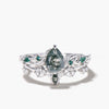 1.25CT Pear Cut Moss Agate Engagement Ring Moissanite Nature Inspired Bridal Set