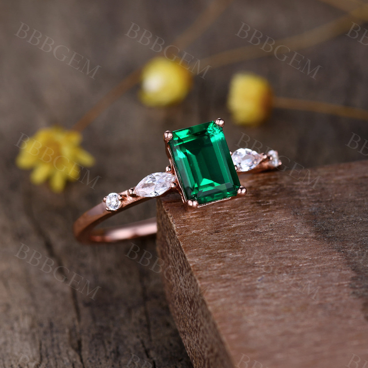 Emerald Rings For Women-BBBGEM Emerald Engagement Rings