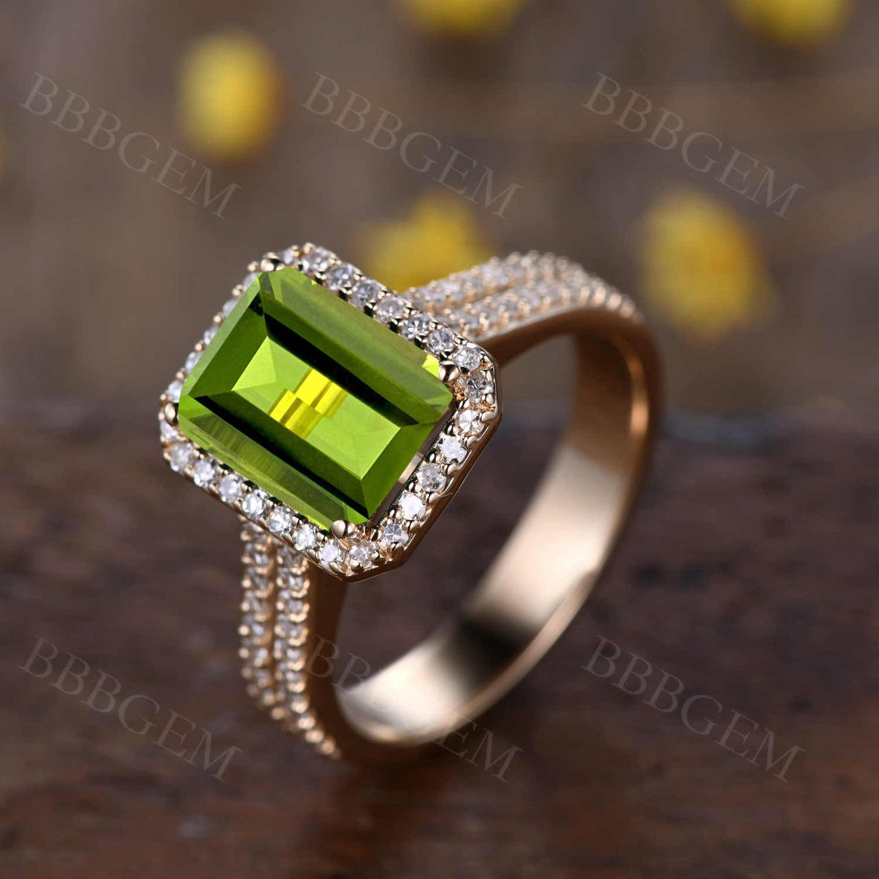 Peridot Promise Ring-BBBGEM Peridot Engagement Ring