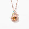 Round Cut Natural Citrine Sunflower Necklace Peridot Leaf Twig Inspired Pendant