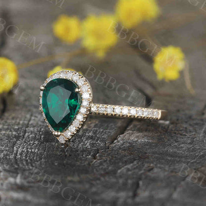 Emerald Diamond Engagement Ring