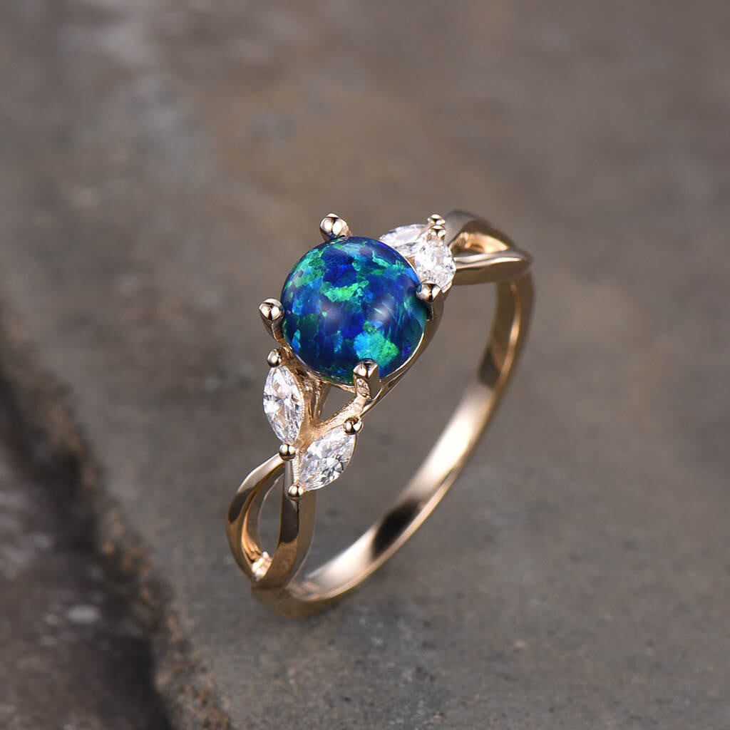 Opal Engagement Ring yellow gold