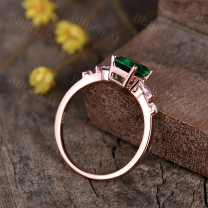 Rose Gold Emerald Ring-BBBGEM Emerald Engagement Rings