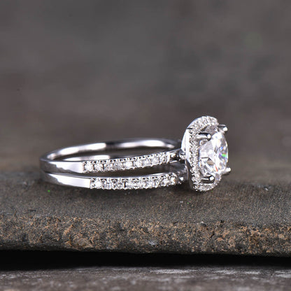 moissanite ring set-BBBGEM cushion cut moissanite engagement ring