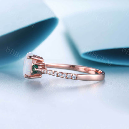 Opal Cluster 14k Rose Gold Engagement Ring