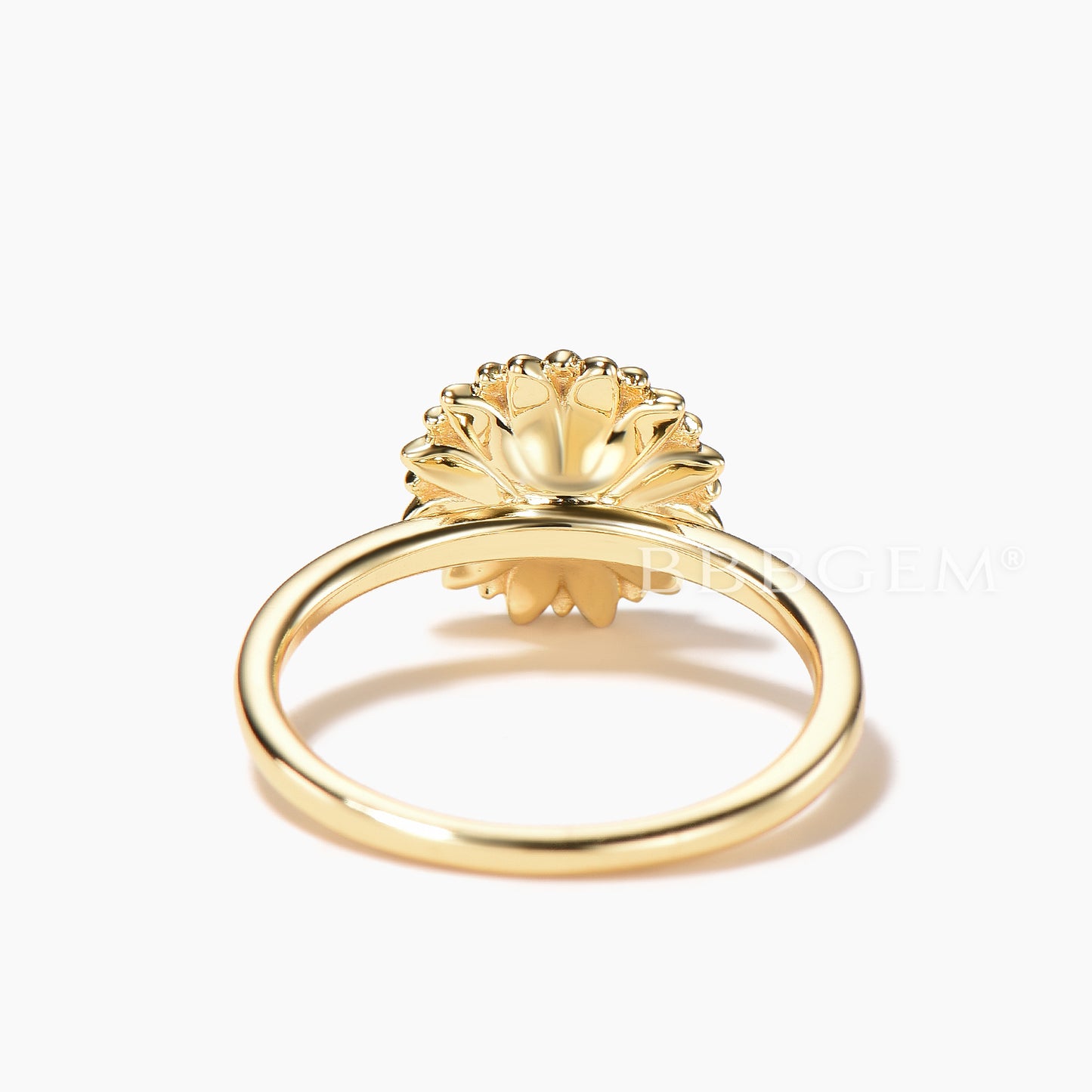 Round Cut Natural Aquamarine Sunflower Engagement Ring Solitaire Ring