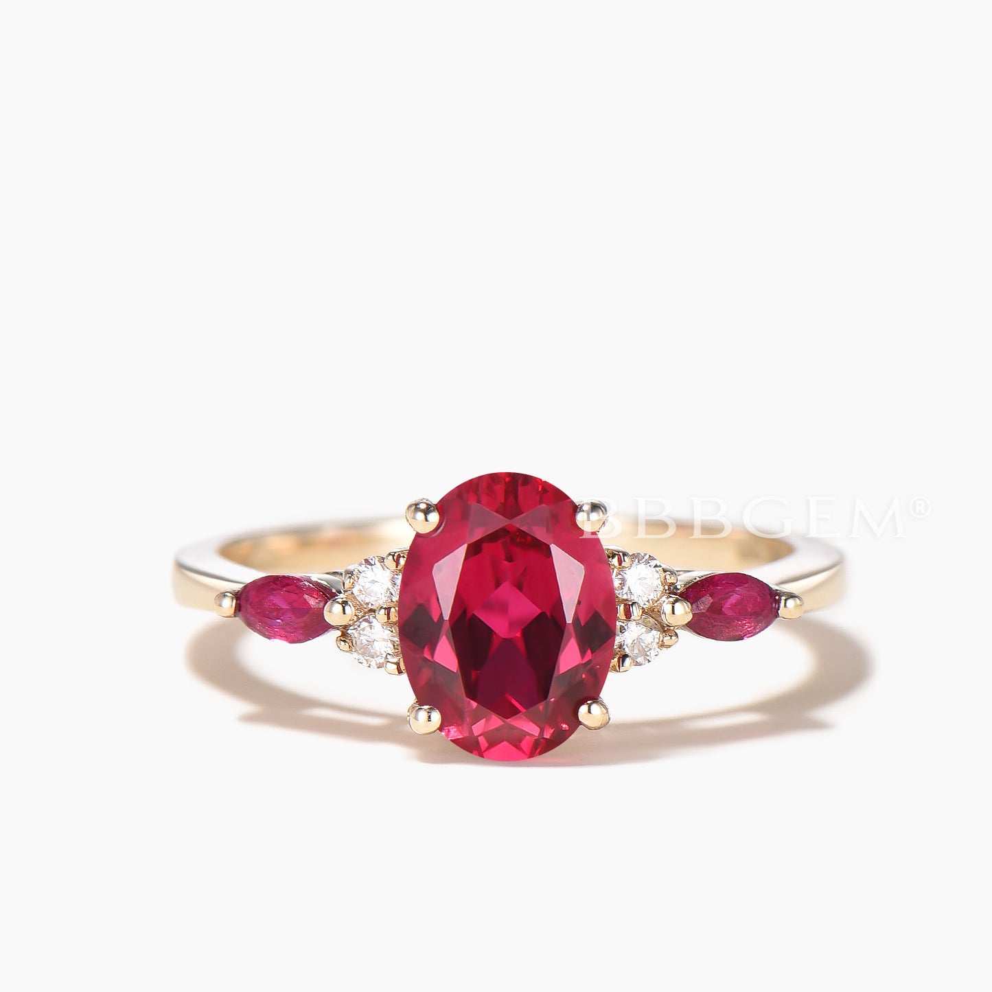 3pcs Ring Set 1.5CT Oval Cut Ruby Engagement Ring Diamond Curved Wedding Band