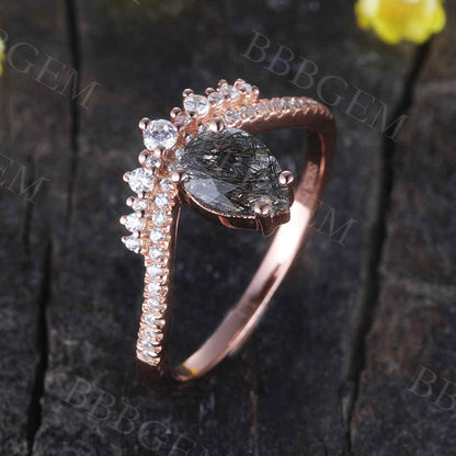 Black Rutilated Quartz Engagement Rings 03