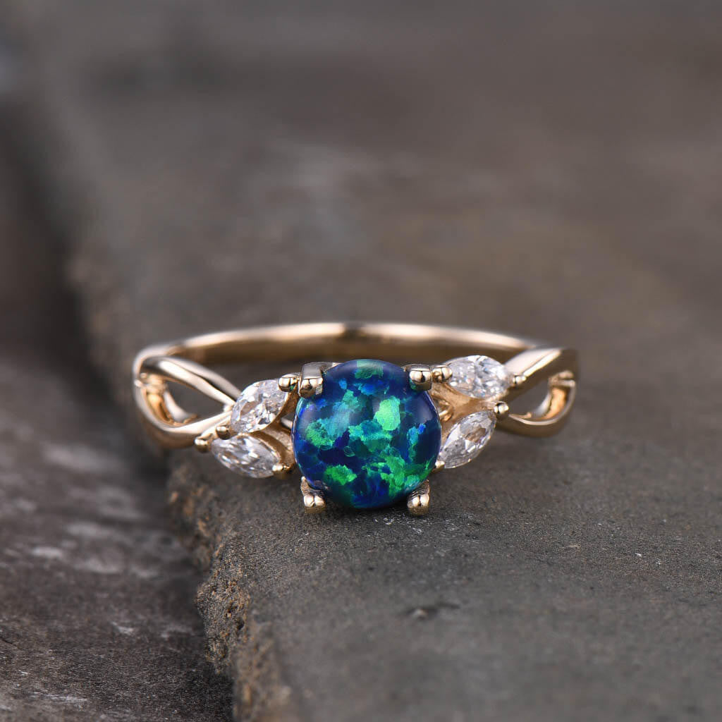 Black Opal Engagement Ring