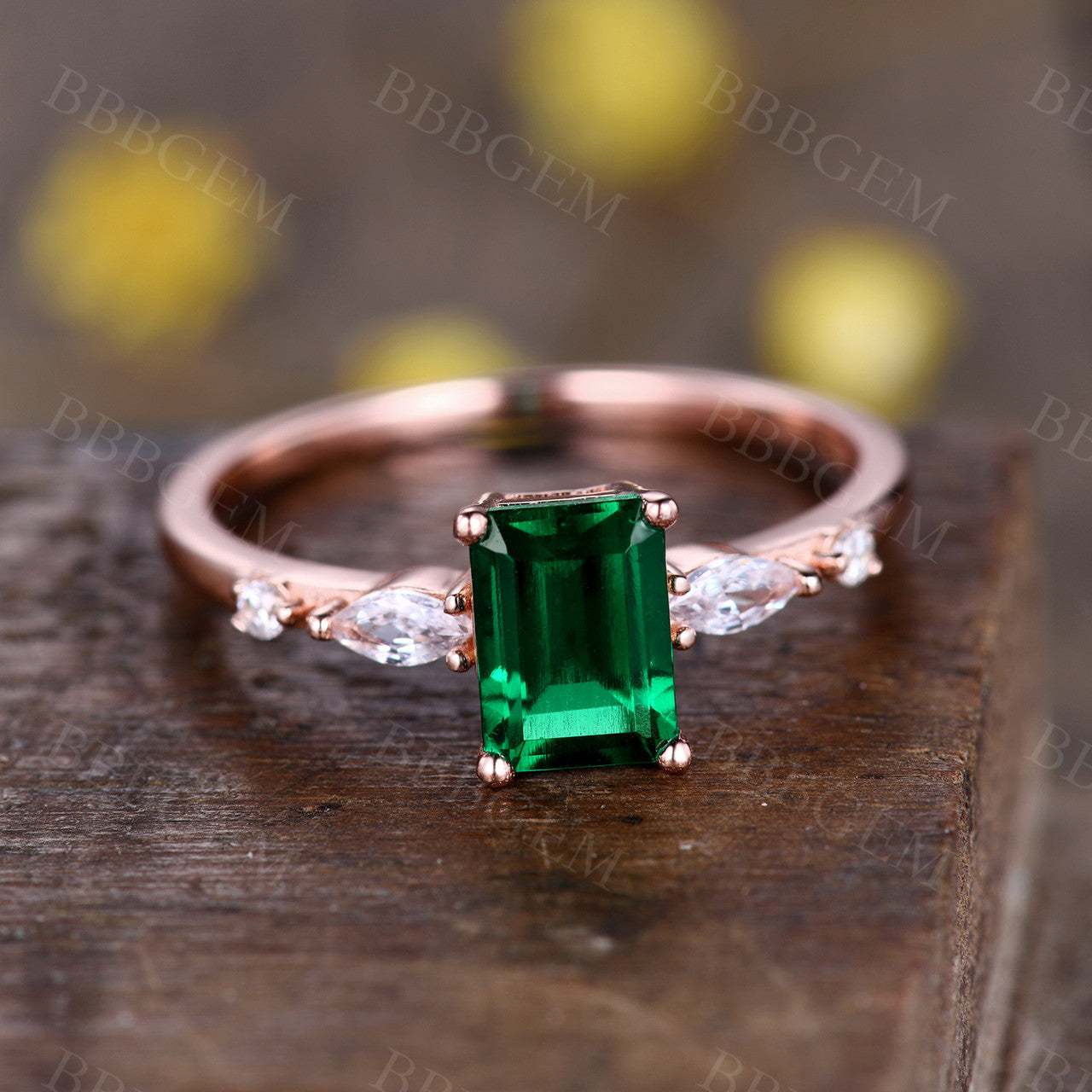 Vintage Emerald Cut Engagement Rings-BBBGEM Emerald Engagement Rings